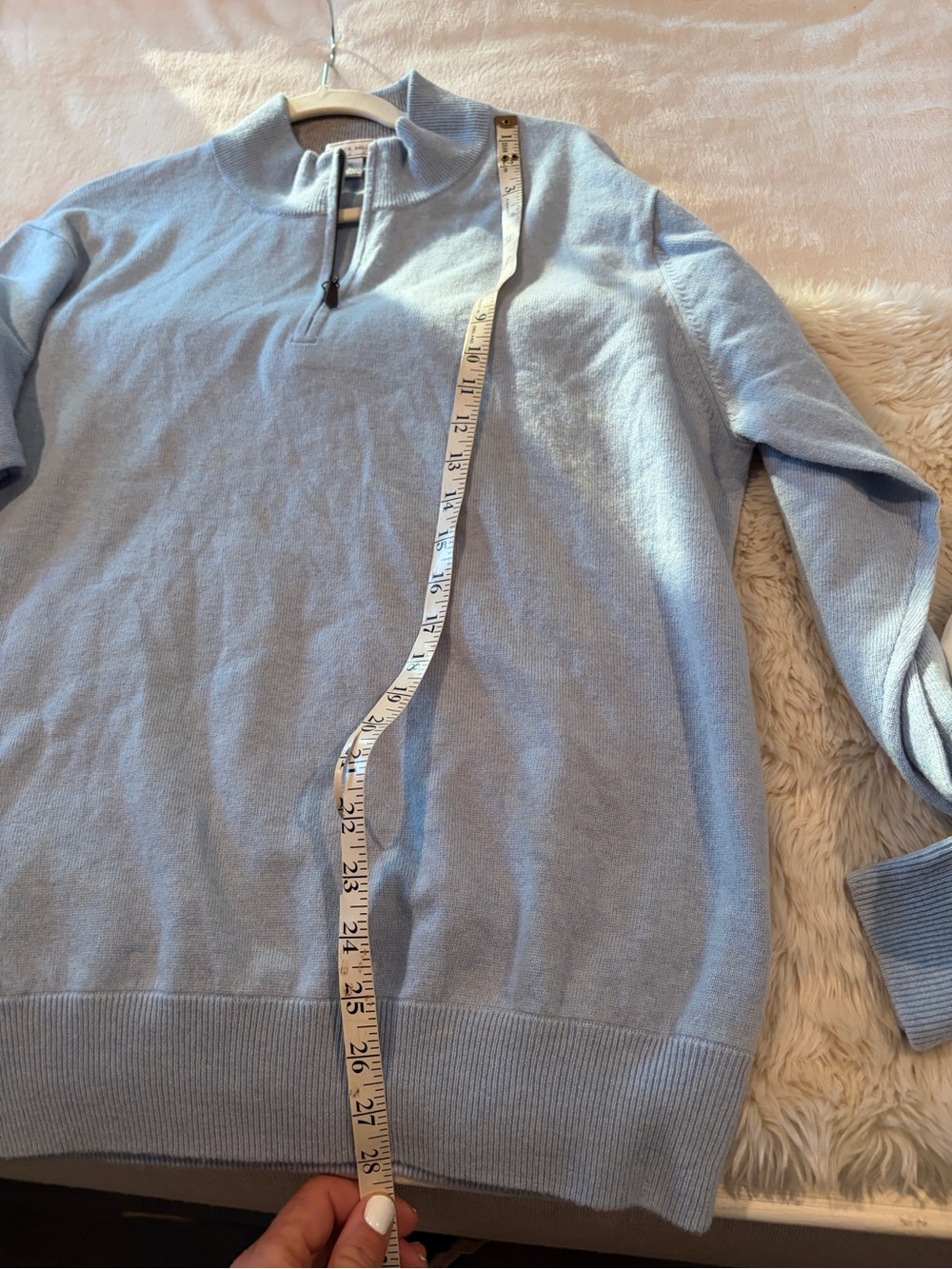 Light Blue Quarter-Zip Sweater Peter Millar xl men’s wool cashmere - Picture 9 of 10